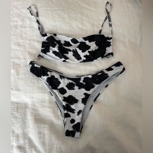 black and white animal print bikini